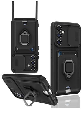 CepteToptan Samsung Galaxy A05S Kılıf Zuma Kartvizitli Yüzüklü Silikon - Siyah - DROPX6702-4018