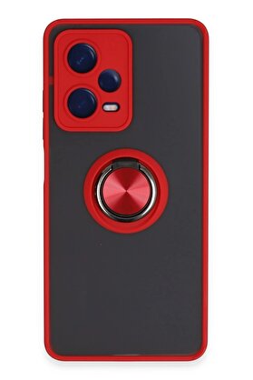 CepteToptan Xiaomi Redmi Note 12 5G Kılıf Montreal Yüzüklü Silikon Kapak - Kırmızı - DROPX7266-5972