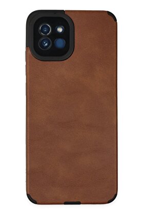 CepteToptan Samsung Galaxy A03 Kılıf Loop Deri Silikon - Kahverengi - DROPX7416-7743