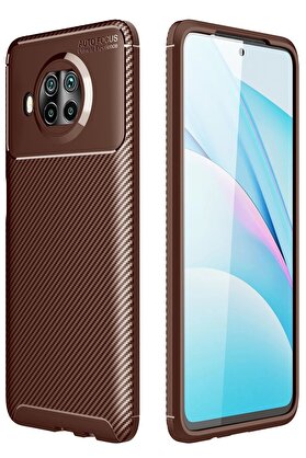 CepteToptan Xiaomi Mi 10T Lite Kılıf Auto Focus Karbon Kapak - Kahverengi - DROPX5595-9522