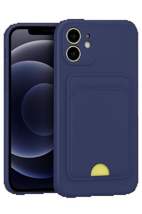 CepteToptan iPhone 11 Kılıf Kelvin Kartvizitli Silikon - Lacivert - DROPX7682-8151