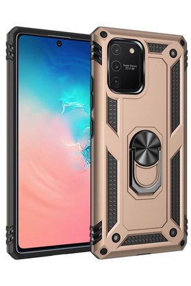 CepteToptan Samsung Galaxy A91 / S10 Lite Kılıf Sofya Yüzüklü Silikon Kapak - Gold - DROPX3077-7410