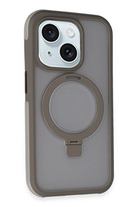 CepteToptan iPhone 15 Zorda Airbag Magsafe Standlı Kapak - Titan Gri - DROPX7358-1131