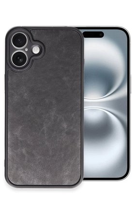 CepteToptan iPhone 16 Plus Kılıf Aras Deri Kapak - Siyah - DROPX7175-2205