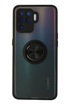 CepteToptan Oppo Reno 5 Lite Kılıf Montreal Yüzüklü Silikon Kapak - Siyah - DROPX1037-2430