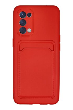 CepteToptan Oppo Reno 5 Kılıf Kelvin Kartvizitli Silikon - Kırmızı - DROPX7058-3435