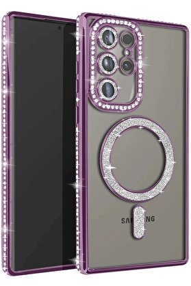 CepteToptan Samsung Galaxy S23 Ultra Joke Simli Magneticsafe Kılıf - Derin Mor - DROPX1246-7914