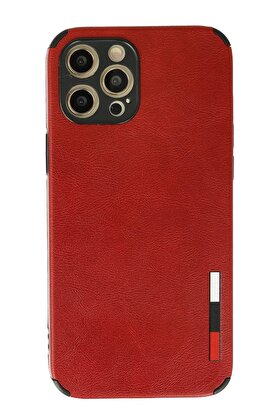 CepteToptan iPhone 12 Pro Kılıf Loop Deri Silikon - Kırmızı - DROPX9507-8404