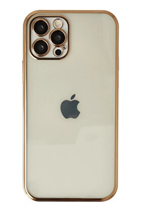 CepteToptan iPhone 12 Pro Max Kılıf Lensli Silikon - Gold - DROPX6010-6702