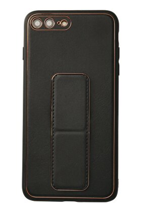 CepteToptan iPhone 7 Plus Kılıf Coco Deri Standlı Kapak - Siyah - DROPX3901-1033