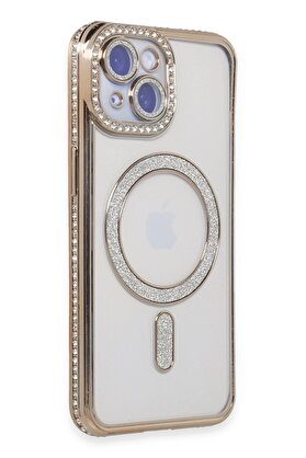 CepteToptan iPhone 15 Kılıf Joke Simli Magneticsafe Kılıf - Gold - DROPX6209-1253