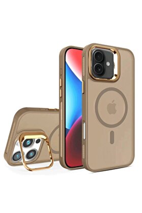 CepteToptan iPhone 16 Plus Flet Lens Magsafe Kapak - Gold - DROPX6216-4547