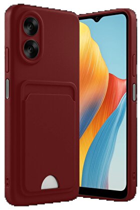 CepteToptan Oppo A38 Kılıf Kelvin Kartvizitli Silikon - Bordo - DROPX8317-6297