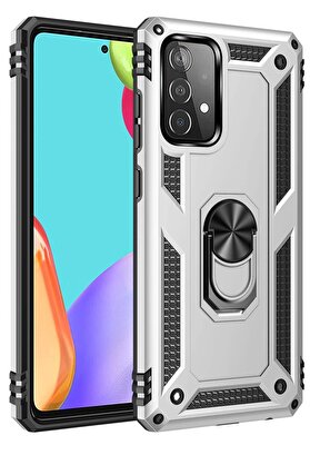 CepteToptan Samsung Galaxy A53 5G Kılıf Sofya Yüzüklü Silikon Kapak - Gümüş - DROPX5283-1514