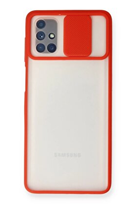 CepteToptan Samsung Galaxy M51 Kılıf Palm Buzlu Kamera Sürgülü Silikon - Kırmızı - DROPX6503-7426
