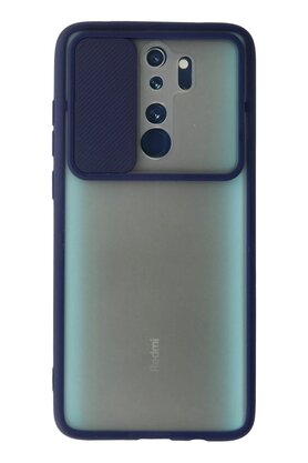 CepteToptan Xiaomi Redmi Note 8 Pro Kılıf Palm Buzlu Kamera Sürgülü Silikon - Lacivert - DROPX1950-1292
