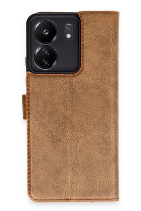 CepteToptan Xiaomi Redmi 13C Kılıf Trend S Plus Kapaklı Kılıf - Taba - DROPX2015-3439