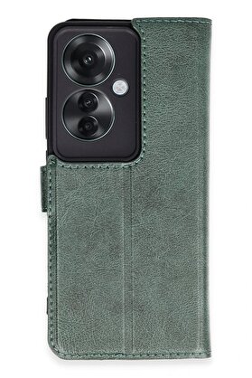 CepteToptan Oppo Reno 11F Kılıf Trend S Plus Kapaklı Kılıf - Yeşil - DROPX5548-3882