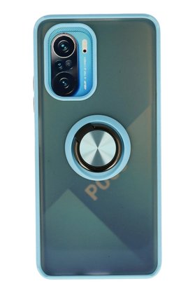 CepteToptan Xiaomi Redmi K40 Kılıf Montreal Yüzüklü Silikon Kapak - Buz Mavi - DROPX3234-3511