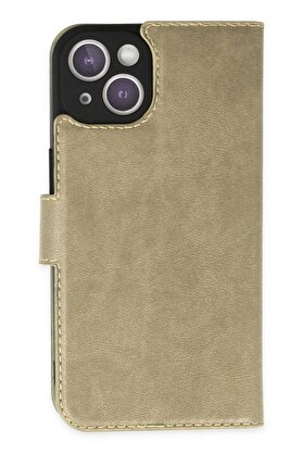 CepteToptan iPhone 14 Plus Kılıf Trend S Plus Kapaklı Kılıf - Gold - DROPX3775-1268