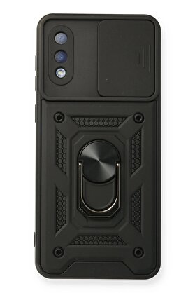 CepteToptan Samsung Galaxy A02 Kılıf Pars Lens Yüzüklü Silikon - Siyah - DROPX2170-8706