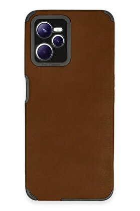 CepteToptan Realme C35 Kılıf Loop Deri Silikon - Kahverengi - DROPX9374-8764