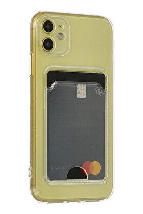 CepteToptan iPhone 11 Kılıf Kart Şeffaf Silikon - Şeffaf - DROPX1597-3673