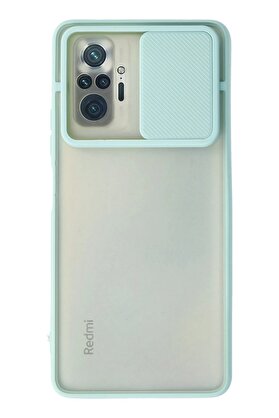CepteToptan Xiaomi Redmi Note 10 Pro Kılıf Palm Buzlu Kamera Sürgülü Silikon - Turkuaz - DROPX9152-9255