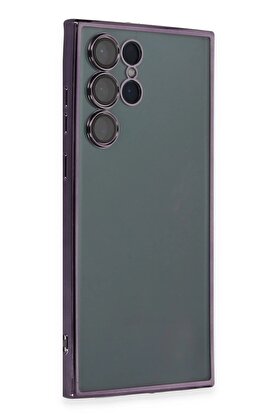 CepteToptan Samsung Galaxy S22 Ultra Kılıf Lensli Silikon - Mor - DROPX6901-8000