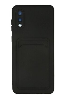 CepteToptan Samsung Galaxy A02 Kılıf Kelvin Kartvizitli Silikon - Siyah - DROPX6701-7642