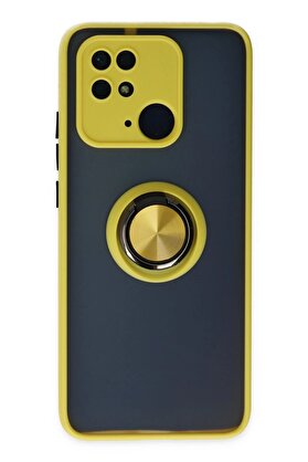 CepteToptan Xiaomi Redmi 10C Kılıf Montreal Yüzüklü Silikon Kapak - Sarı - DROPX2460-5935