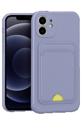 CepteToptan iPhone 11 Kılıf Kelvin Kartvizitli Silikon - Lila - DROPX4564-6783