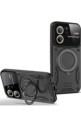 CepteToptan Xiaomi Mi 13T Pro Kılıf Joy Lens Standlı Kapak - Siyah - DROPX4958-8177