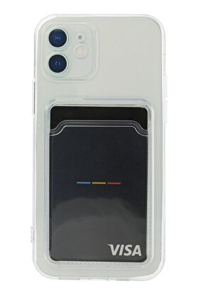 CepteToptan iPhone 12 Kılıf Kart Şeffaf Silikon - Şeffaf - DROPX6245-6158