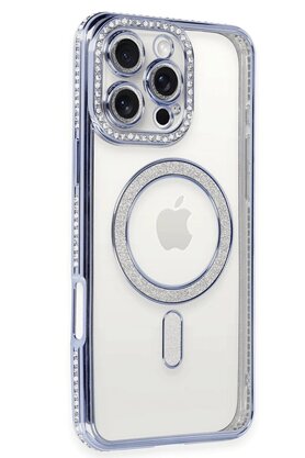 CepteToptan iPhone 16 Pro Max Kılıf Joke Simli Magneticsafe Kılıf - Mavi - DROPX7117-2150