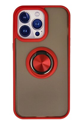 CepteToptan iPhone 15 Pro Max Kılıf Montreal Yüzüklü Silikon Kapak - Kırmızı - DROPX6501-4467