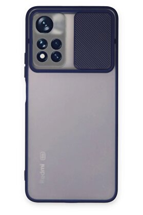 CepteToptan Xiaomi Redmi Note 11T Kılıf Palm Buzlu Kamera Sürgülü Silikon - Lacivert - DROPX6977-8856