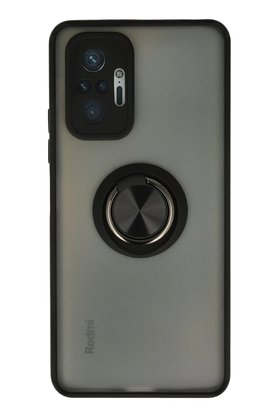 CepteToptan Xiaomi Redmi Note 10 Pro Kılıf Montreal Yüzüklü Silikon Kapak - Siyah - DROPX2058-3896