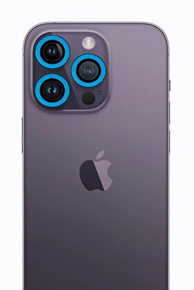 CepteToptan iPhone 12 Pro Max Uyumlu Neon Fosforlu Kamera Lens - Mavi - DROPX3814-8272