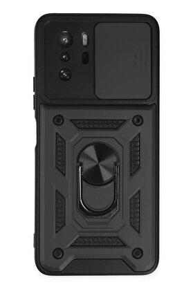 CepteToptan Xiaomi Poco X3 GT Kılıf Pars Lens Yüzüklü Silikon - Siyah - DROPX1973-9423
