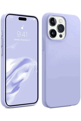CepteToptan iPhone 15 Pro Kılıf First Silikon - Lila - DROPX6388-6231
