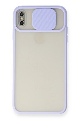CepteToptan iPhone XS Max Kılıf Palm Buzlu Kamera Sürgülü Silikon - Lila - DROPX3490-2789
