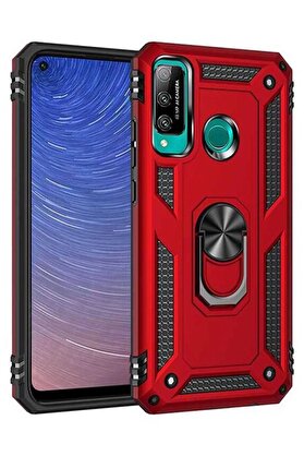 CepteToptan Huawei P40 Lite E Kılıf Sofya Yüzüklü Silikon Kapak - Kırmızı - DROPX4491-6020