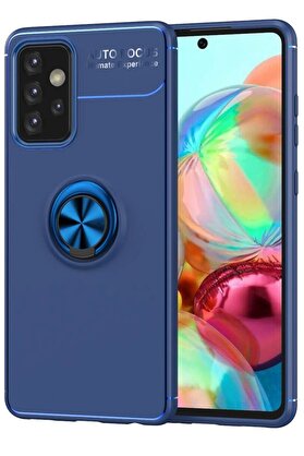 CepteToptan Samsung Galaxy A72 Kılıf Range Yüzüklü Silikon - Mavi - DROPX3341-8900