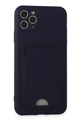 CepteToptan iPhone 11 Pro Max Kılıf Kelvin Kartvizitli Silikon - Derin Mor - DROPX5861-6117