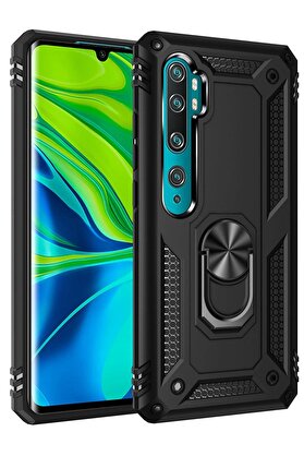 CepteToptan Xiaomi Mi Note 10 Lite Kılıf Sofya Yüzüklü Silikon Kapak - Siyah - DROPX2086-7245