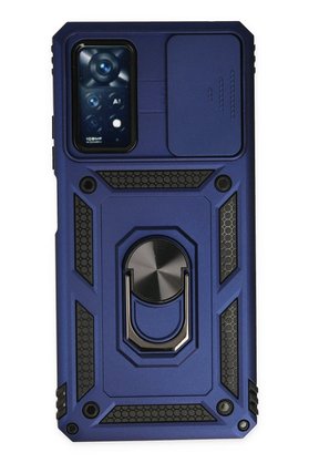 CepteToptan Xiaomi Redmi Note 11 Pro Kılıf Pars Lens Yüzüklü Silikon - Lacivert - DROPX4721-6458
