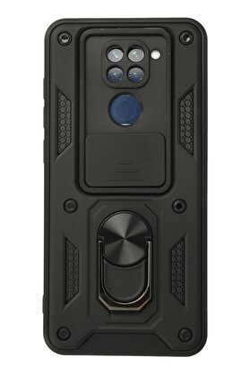CepteToptan Xiaomi Redmi Note 9 Kılıf Pars Lens Yüzüklü Silikon - Siyah - DROPX4228-2329