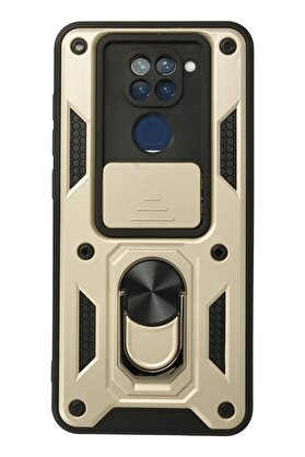 CepteToptan Xiaomi Redmi Note 9 Kılıf Pars Lens Yüzüklü Silikon - Gold - DROPX7658-5233