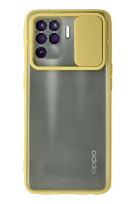 CepteToptan Oppo Reno 5 Lite Kılıf Palm Buzlu Kamera Sürgülü Silikon - Sarı - DROPX2318-4272